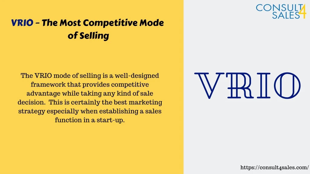 vrio the most competitive mode of selling