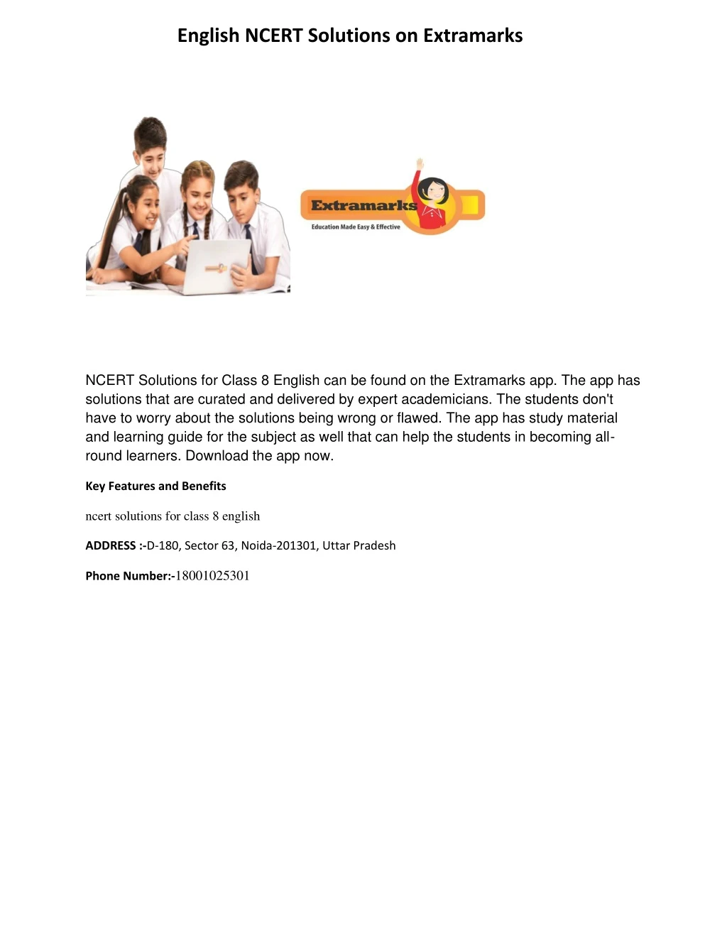 english ncert solutions on extramarks
