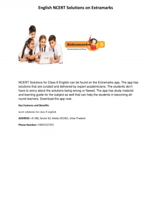 English NCERT Solutions on Extramarks - slide 1