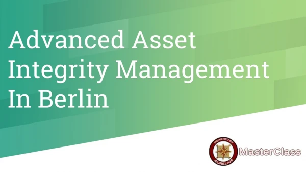 Advanced Asset Integrity Management Berlin