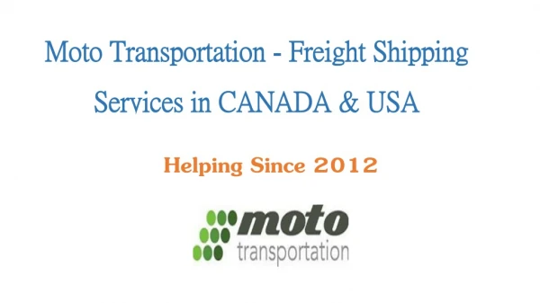 Freight Shipping Services in CANADA & USA