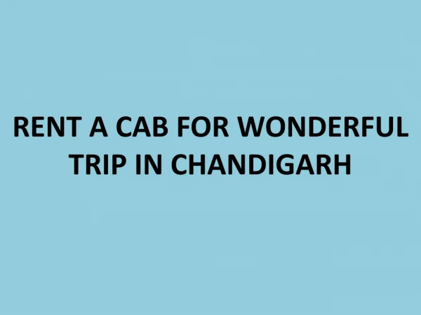 CAR RENTAL SERVICE IN CHANDIGARH