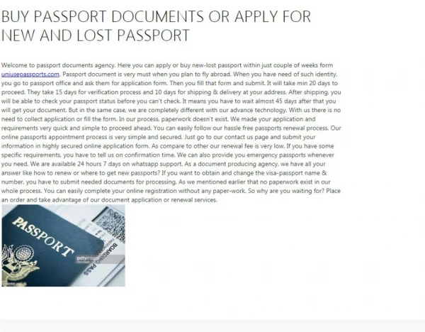 BUY PASSPORT DOCUMENTS OR APPLY FOR NEW AND LOST PASSPORT