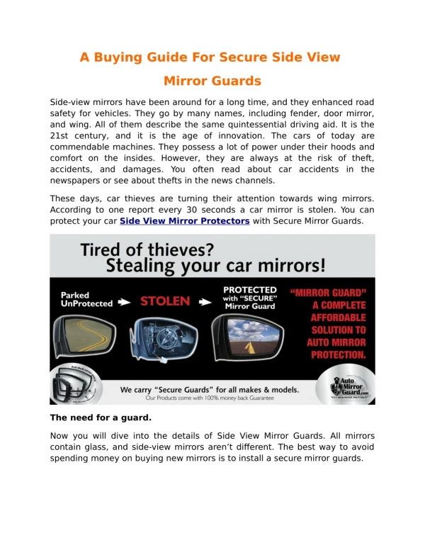 A Buying Guide For Secure Side View Mirror Guards