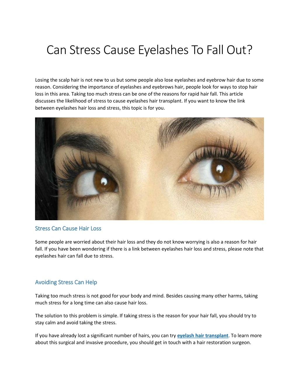 can stress cause eyelashes to fall out