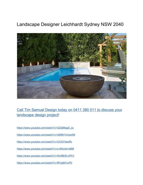 Landscape Designer Leichhardt Sydney NSW 2040
