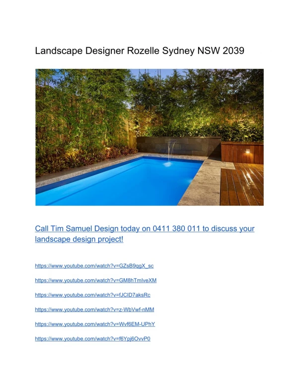 Landscape Designer Rozelle Sydney NSW 2039