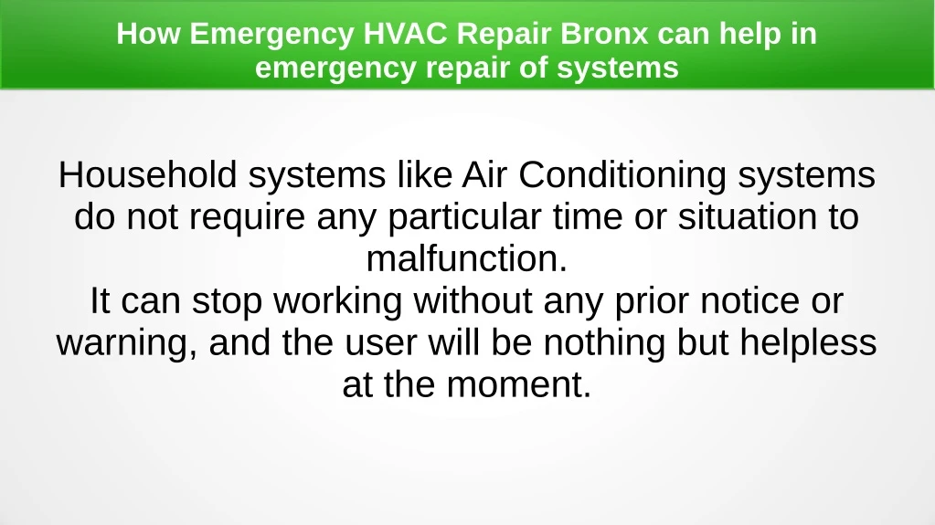 how emergency hvac repair bronx can help