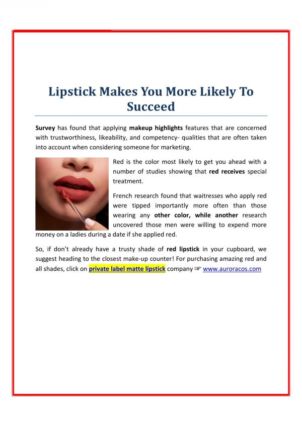 Lipstick Makes You More Likely To Succeed