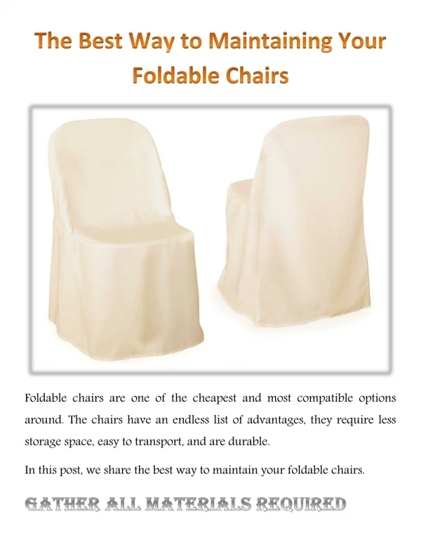 The Best Way to Maintaining Your Foldable Chairs