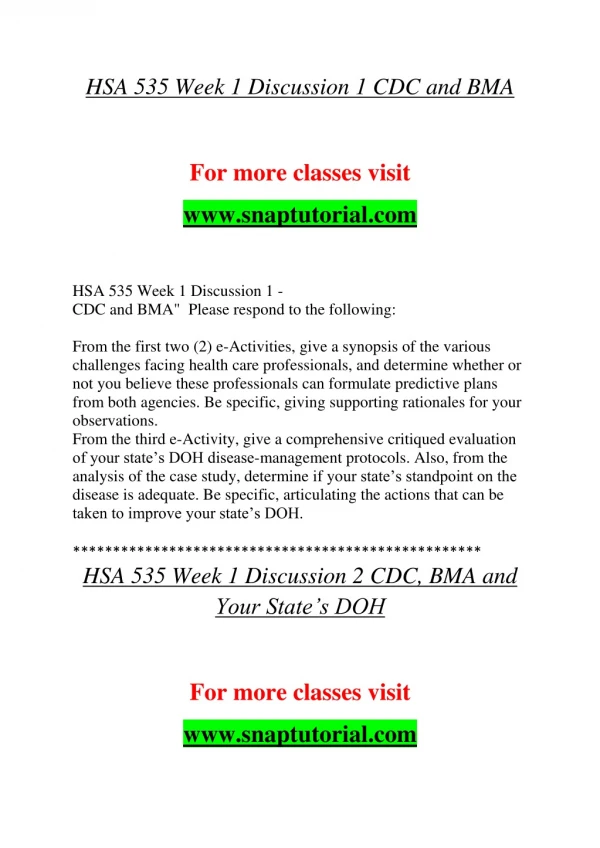 HSA 535 Education Organization-snaptutorial.com