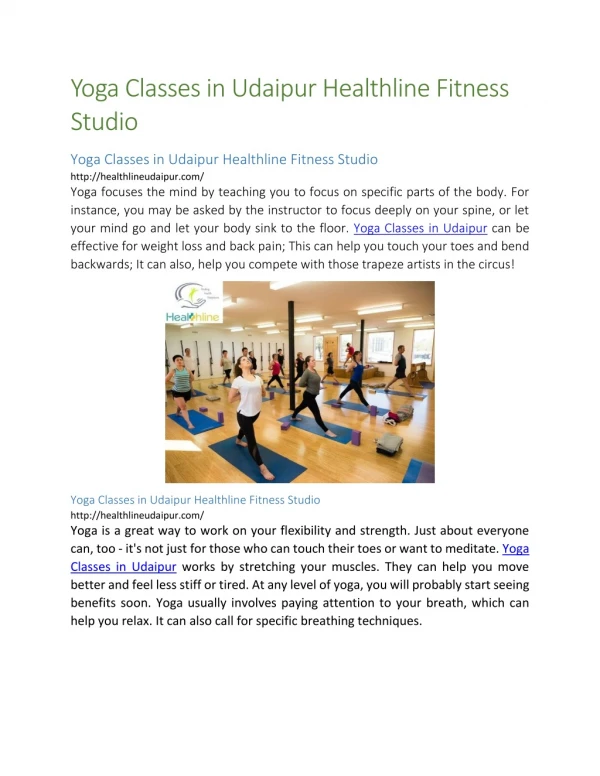 Yoga Classes in Udaipur Healthline Fitness Studio