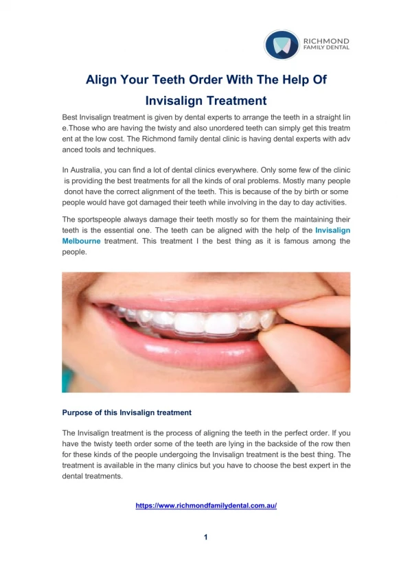 Align Your Teeth Order With The Help Of Invisalign Treatment