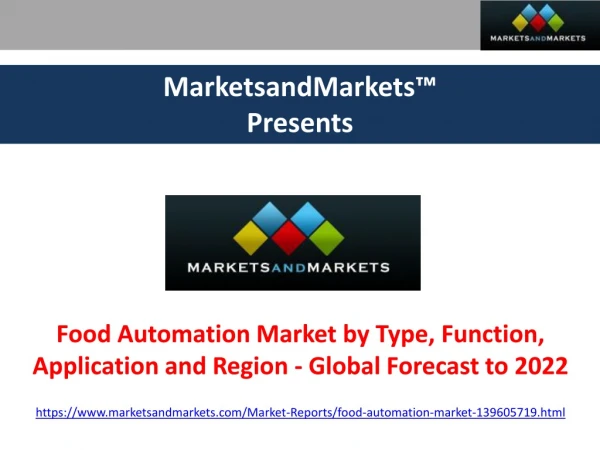 Food Automation Market - Global Forecast to 2022