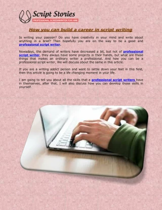 How you can build a career in script writing - slide 1