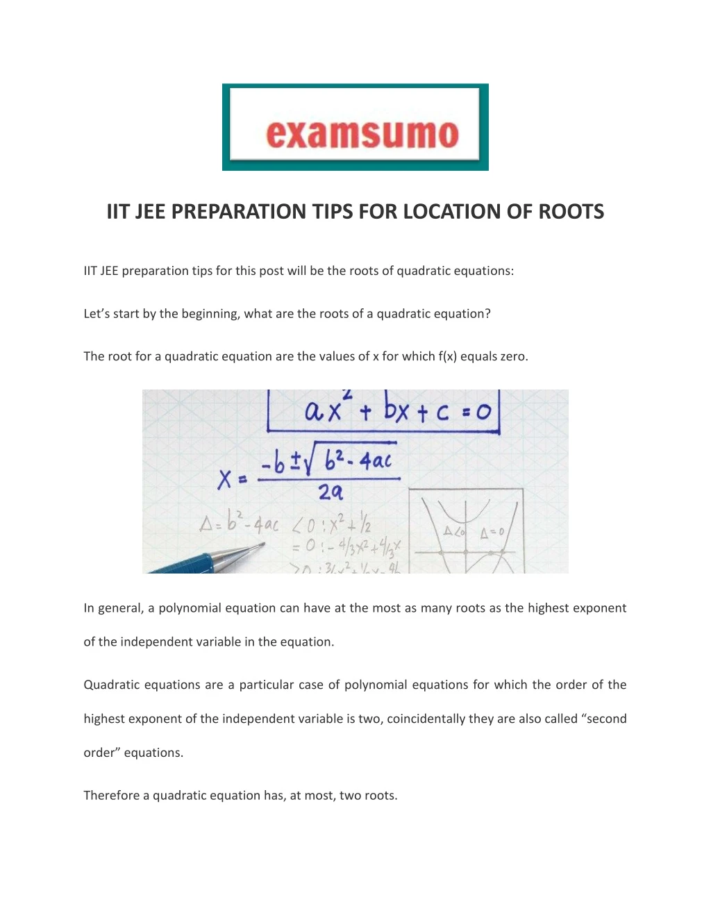 iit jee preparation tips for location of roots