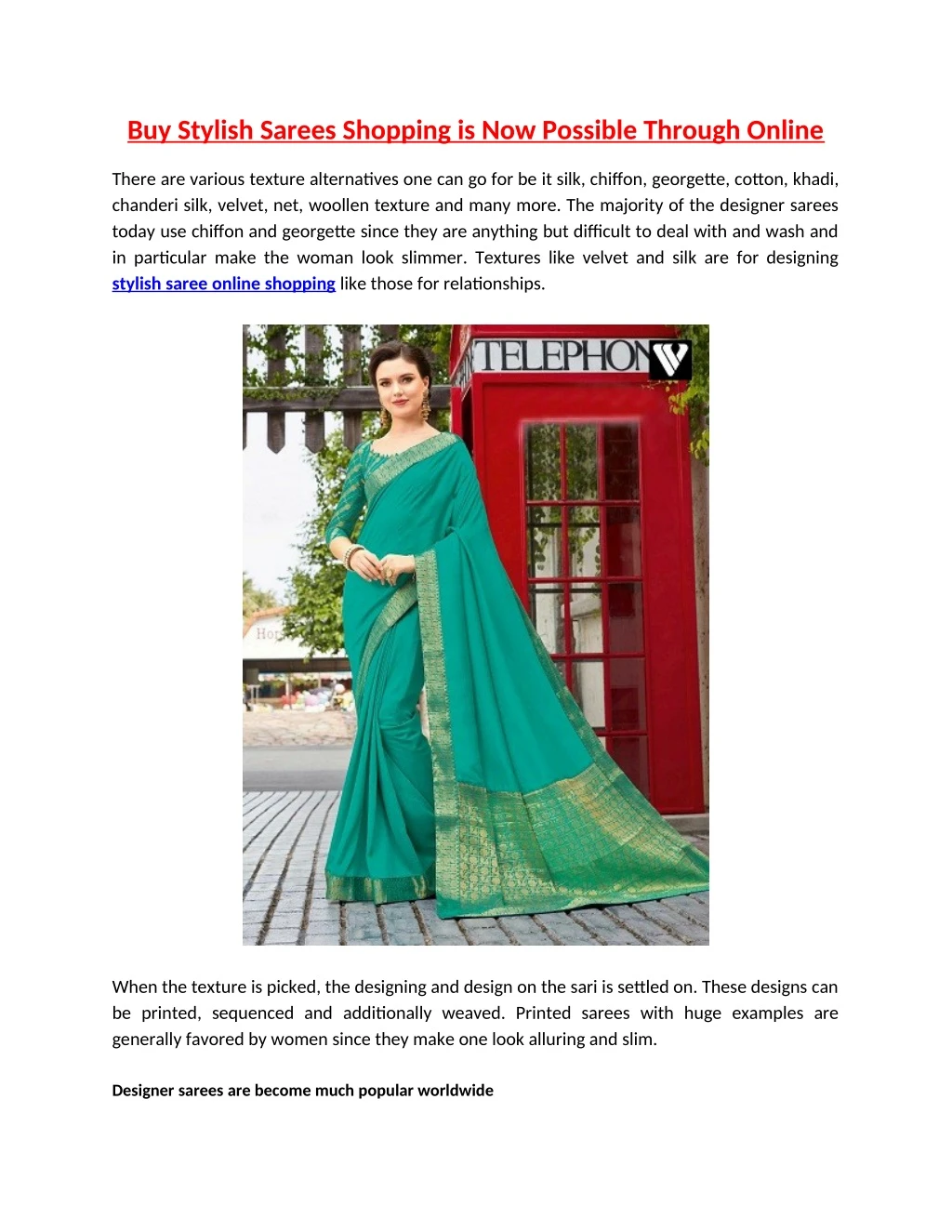buy stylish sarees shopping is now possible