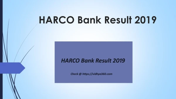 HARCO Bank Result 2019 Issue Date, harcobank.org.in Clerk Cut Off