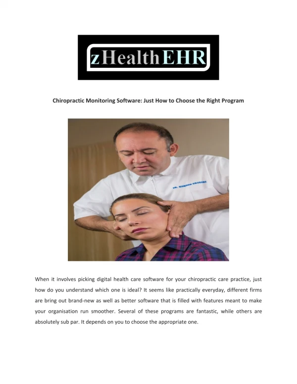 Best Chiropractic Practice Management Software - zHealthEHR