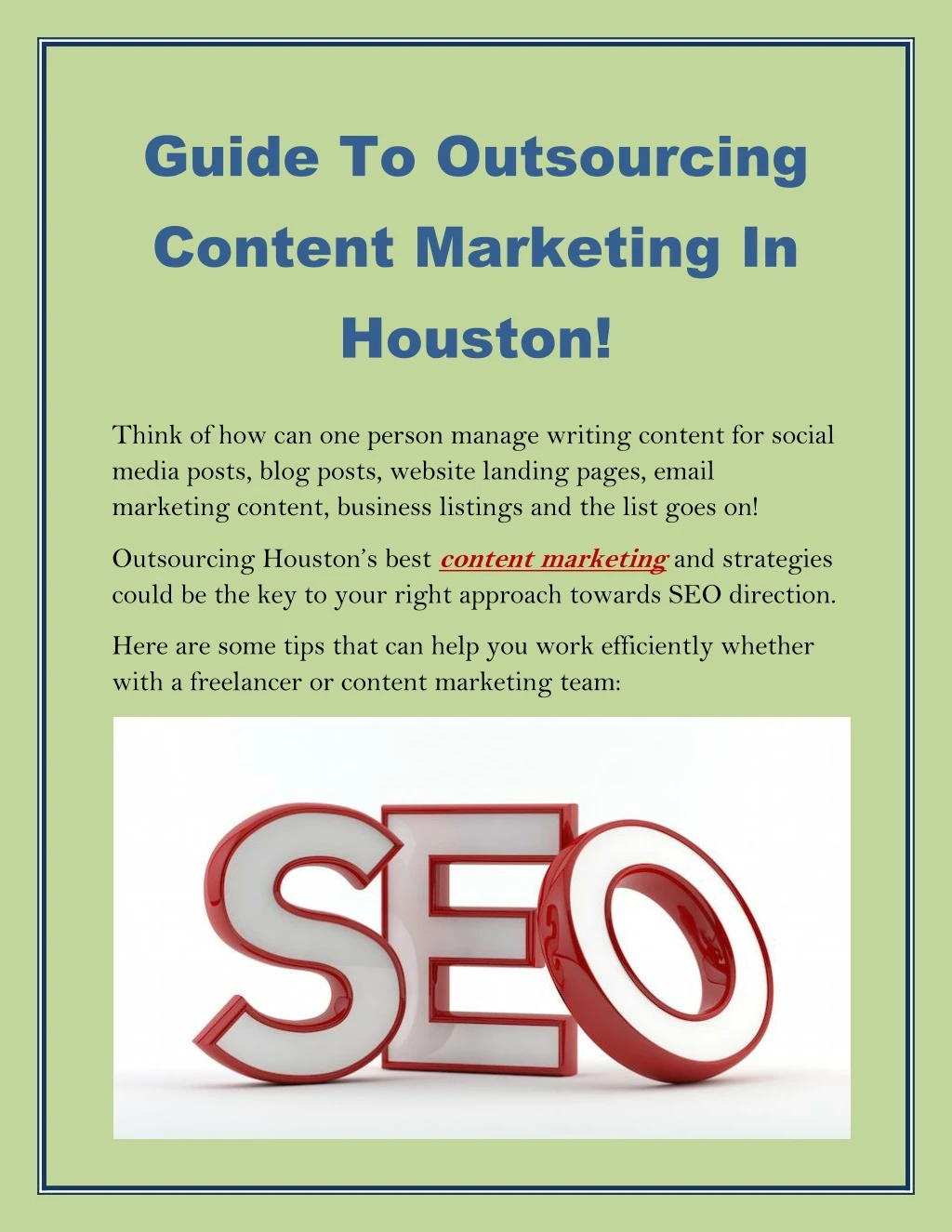 guide to outsourcing content marketing in houston