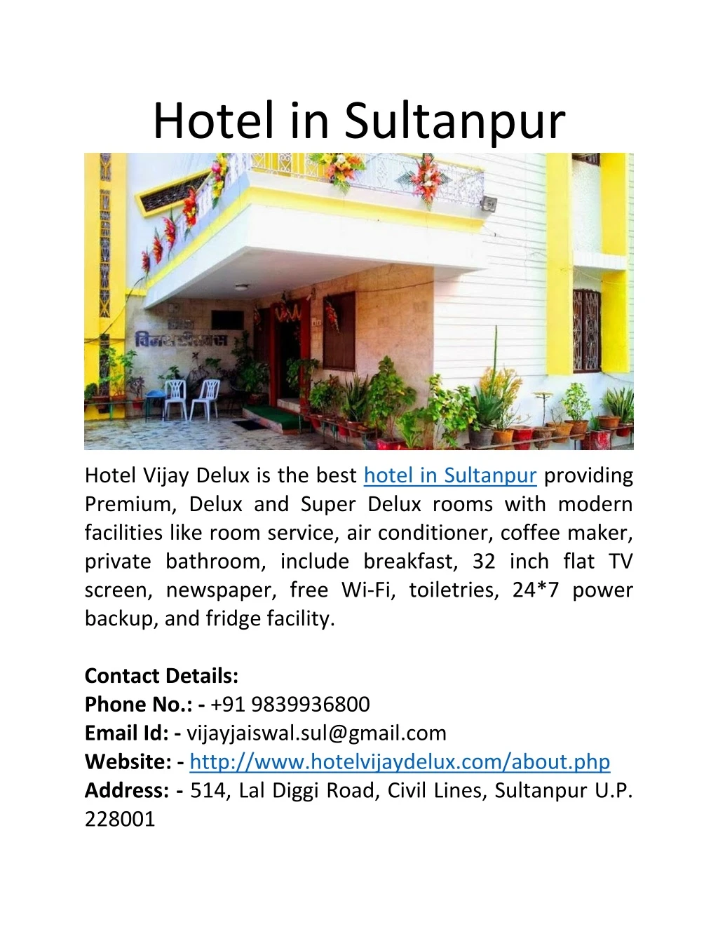 hotel in sultanpur