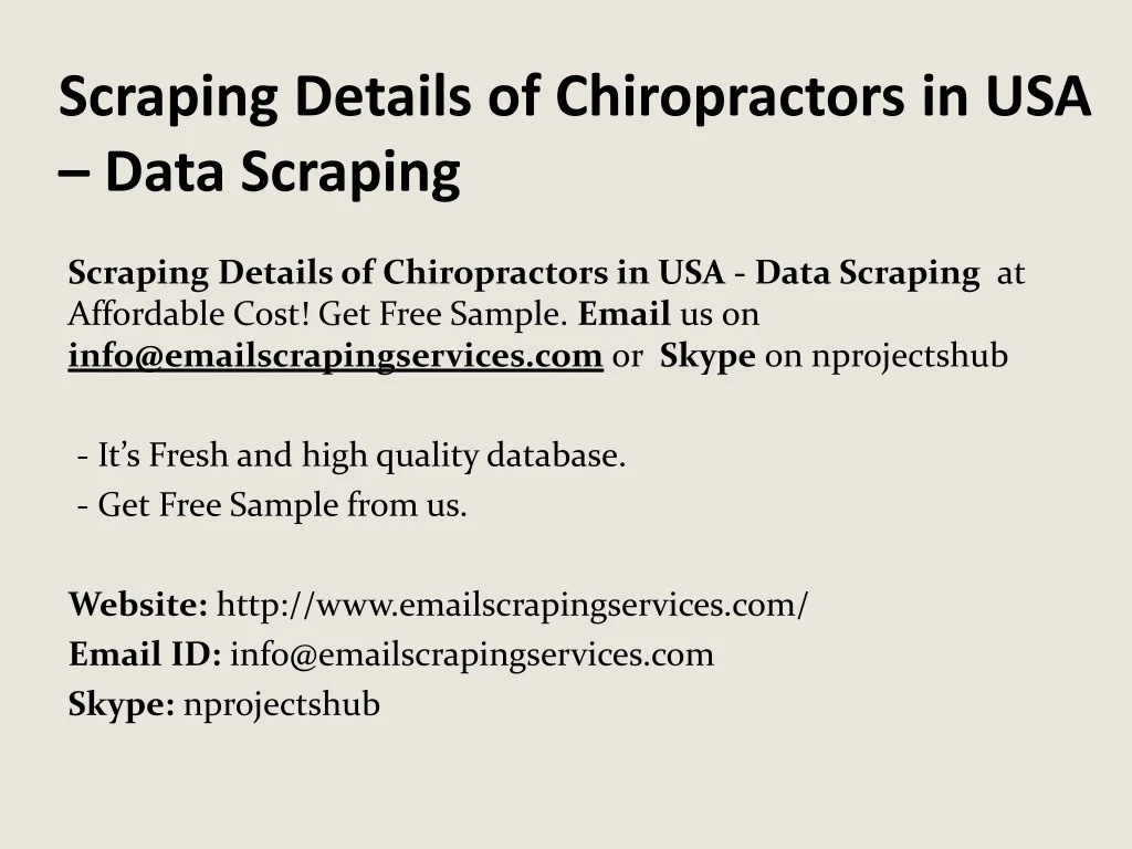 scraping details of chiropractors in usa data scraping