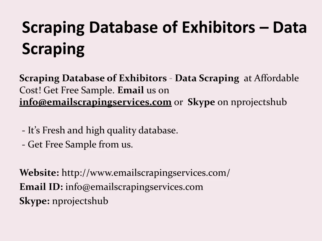 scraping database of exhibitors data scraping