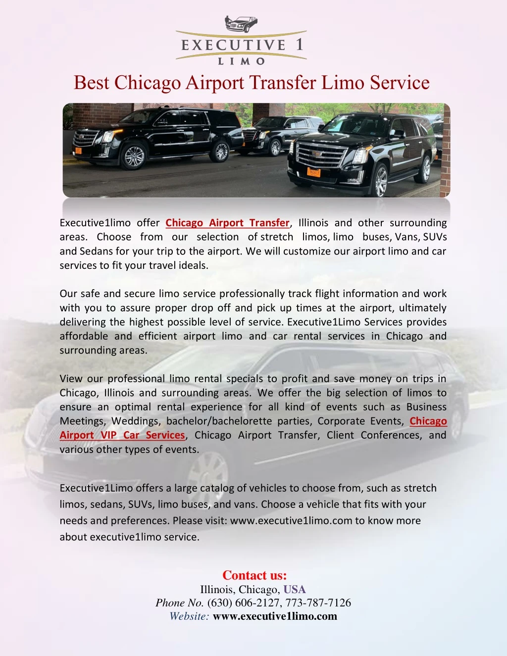 executive1limo offer chicago airport transfer