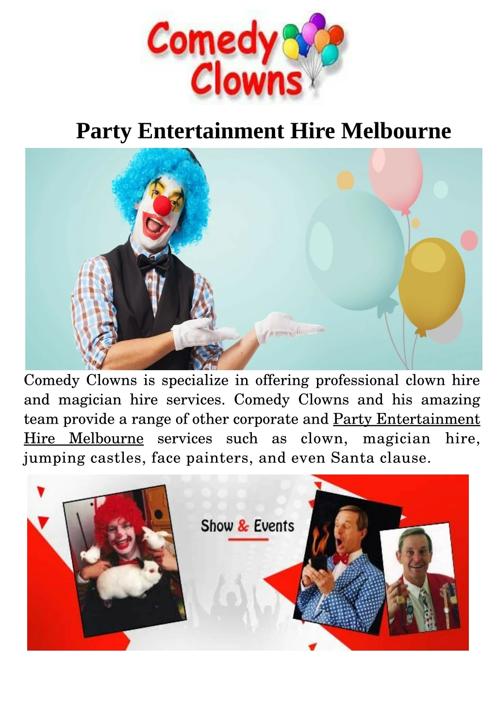 party entertainment hire melbourne