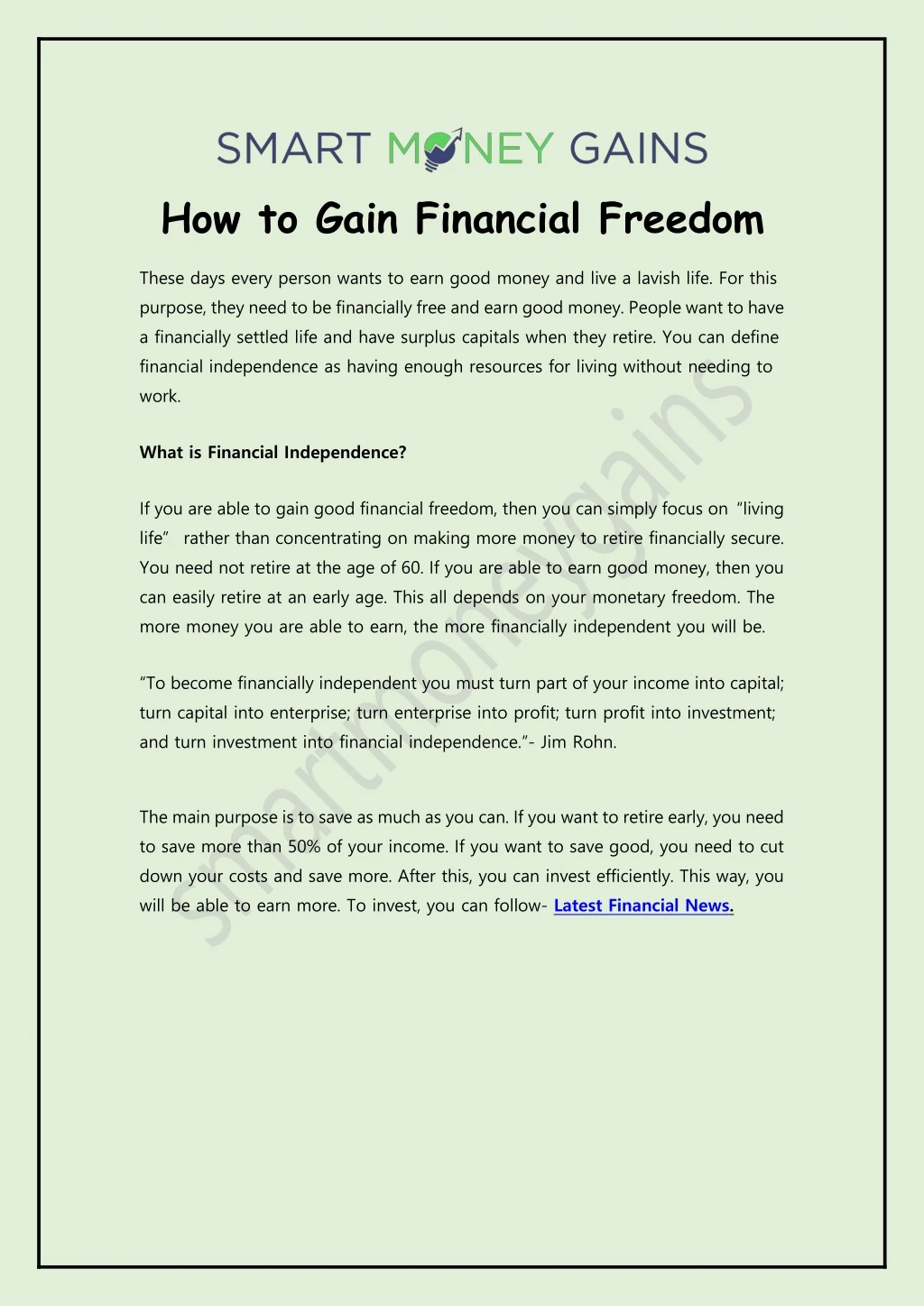 how to gain financial freedom