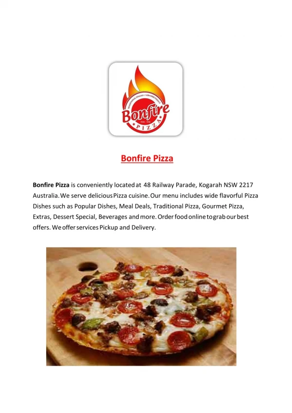 25% Off -Bonfire Pizza-Kogarah - Order Food Online