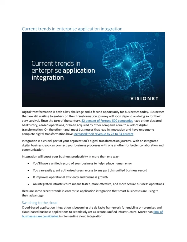 Current trends in enterprise application integration