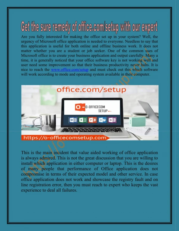 Get the sure remedy of office.com/setup with our expert