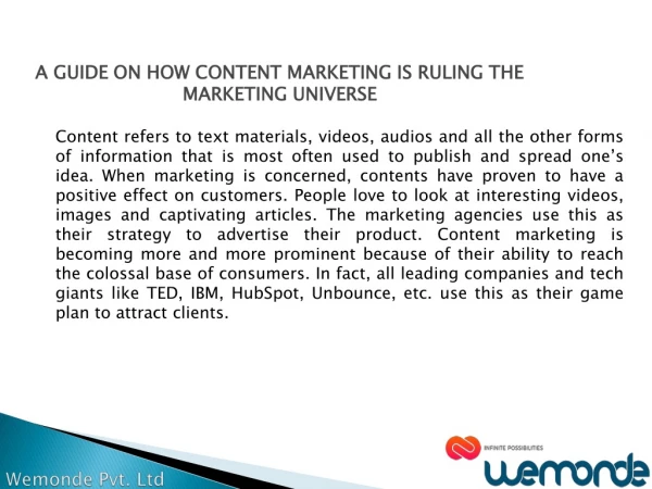 A GUIDE ON HOW CONTENT MARKETING IS RULING THE MARKETING UNIVERSE