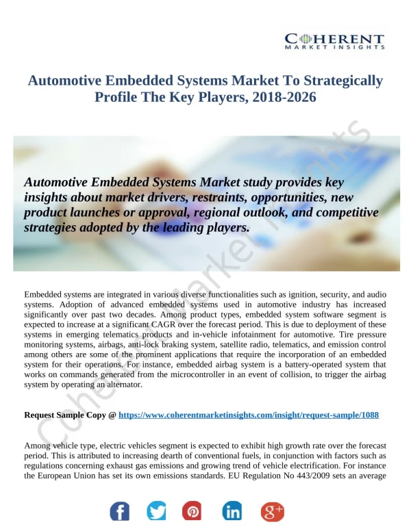 Automotive Embedded Systems Market Demand 2018 : Rising Impressive Business Opportunities Analysis Forecast By 2026
