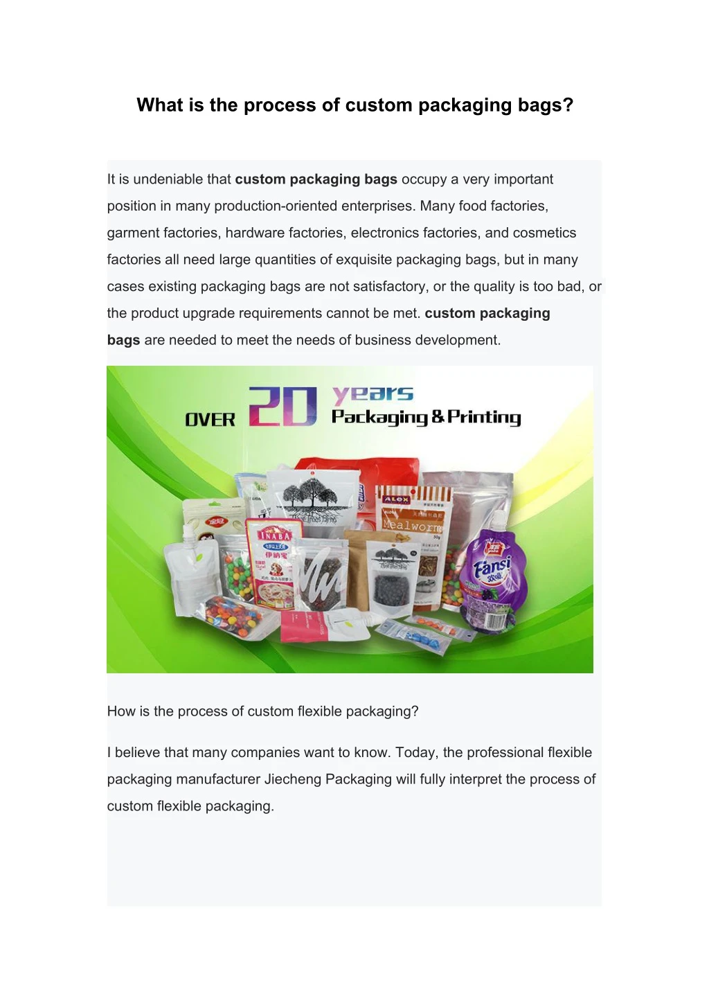 what is the process of custom packaging bags