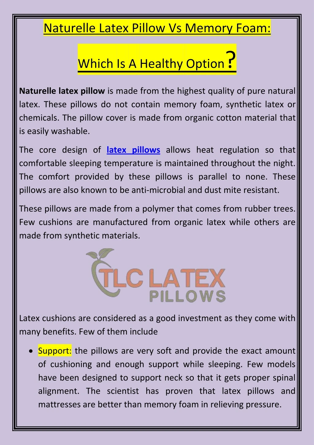 naturelle latex pillow vs memory foam