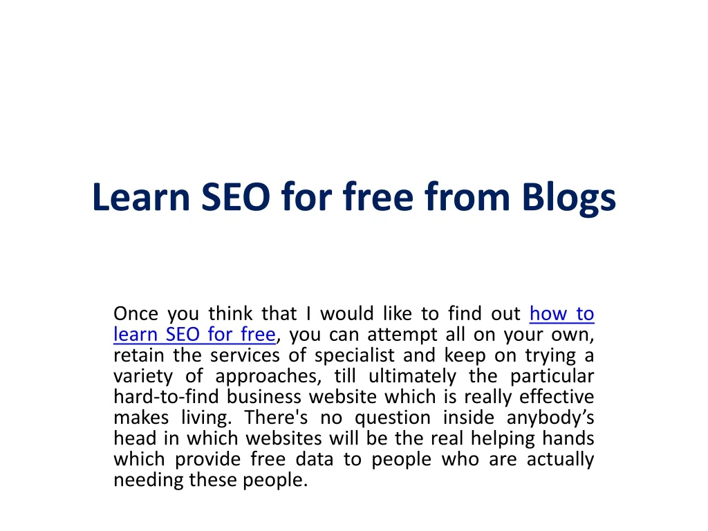 learn seo for free from blogs
