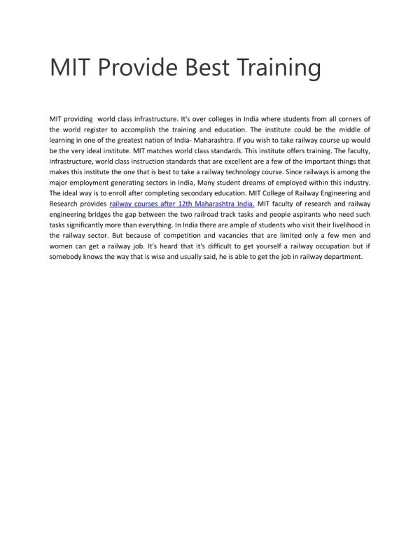 MIT Provide Best Training