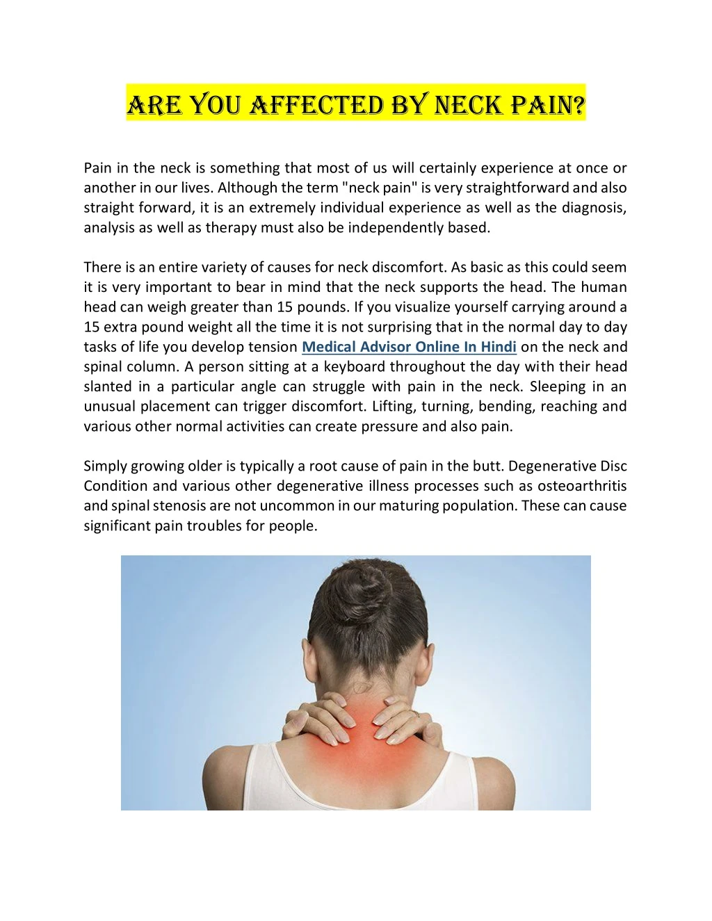 are you affected by neck pain pain in the neck