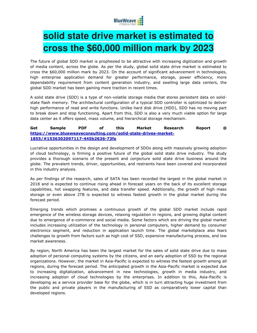 solid state drive market is estimated to cross