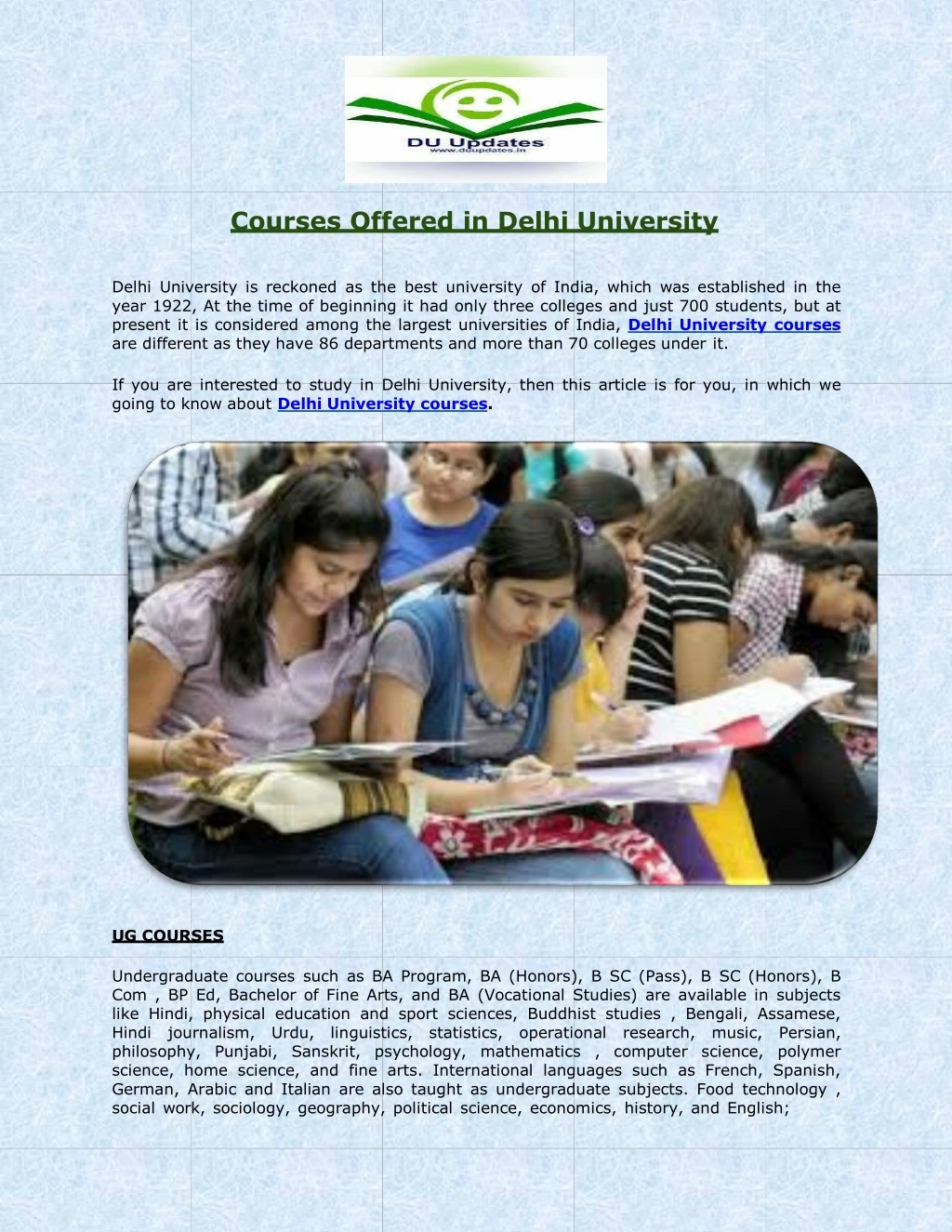 courses offered in delhi university