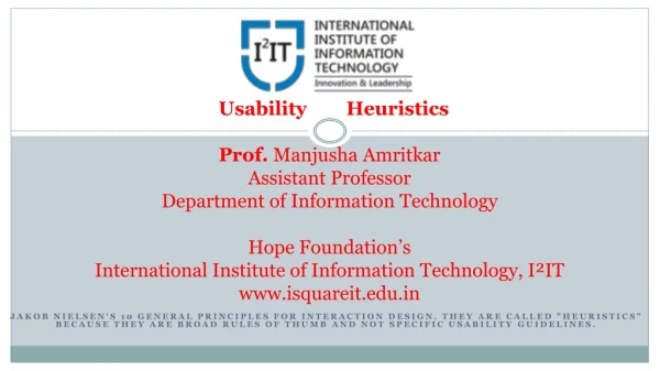 Usability Heuristics - Department of Information Technology