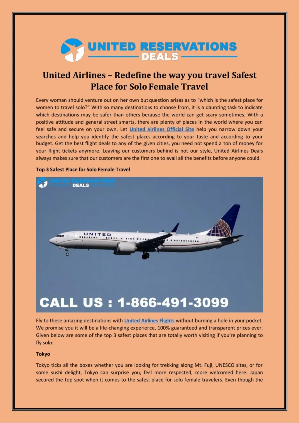United Airlines – Redefine the way you travel Safest Place for Solo Female Travel