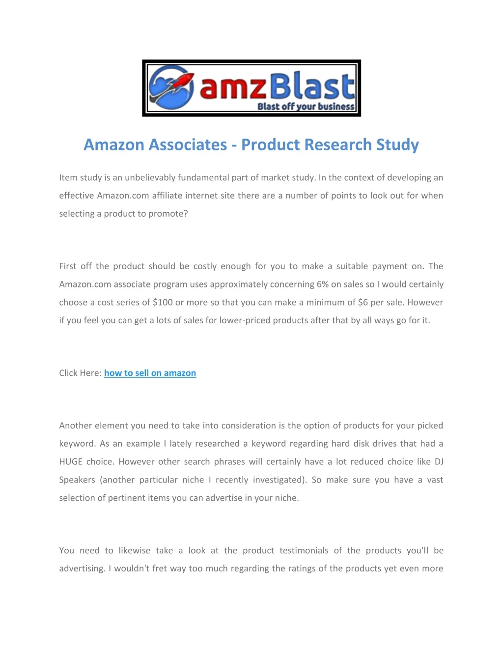 amazon associates product research study