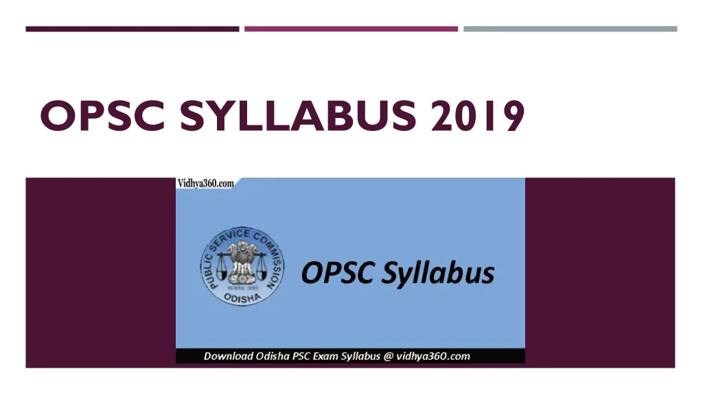 opsc syllabus 2019