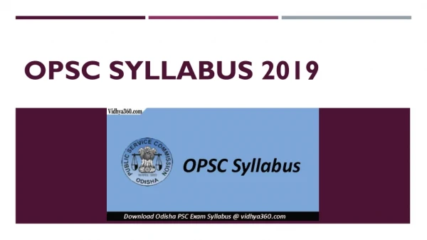 OPSC Syllabus 2019 - Download Odisha PSC 128 PGT Exam Syllabus