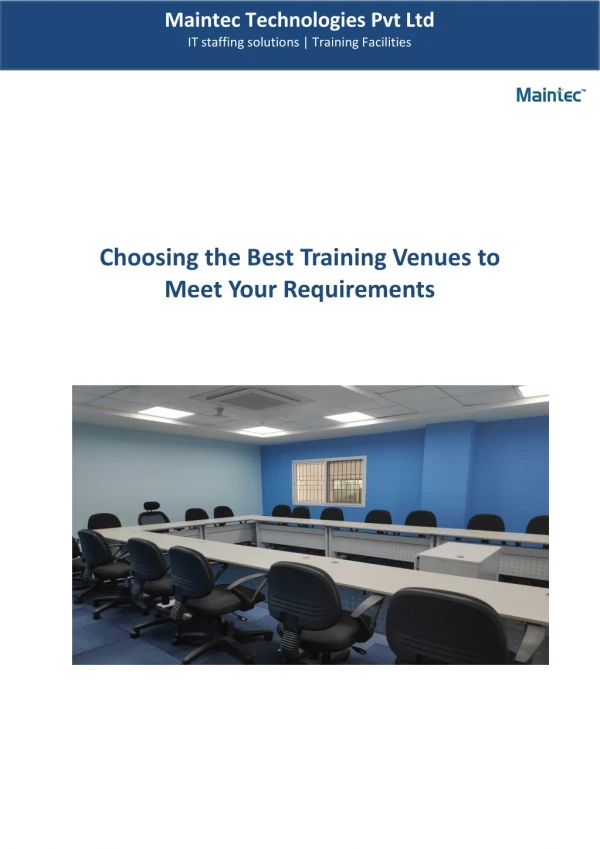 Choosing the best training venues to meet your requirements | Maintec