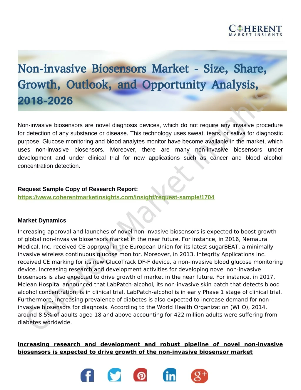 non invasive biosensors market size share