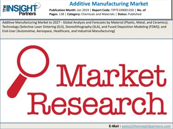 Additive Manufacturing Market 2019 Size, Key Vendors, Growth Factors, Analysis and Forecast to 2027